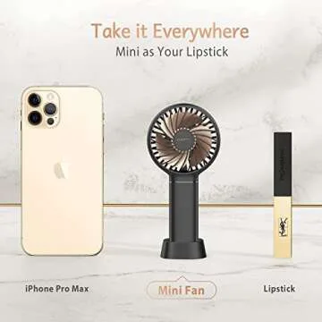 OUTXE Funme Mini Handheld Fan 3500mAh Small Personal Portable Fan USB Rechargeable Fan Makeup Eyelash Fan Beauty Fan for Women Girls Black