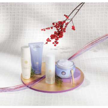 Tatcha Replenish & Soften Ritual Set, Amazon Holiday Exclusive, Dewy Skin Cream, The Rice Wash, The Camellia Cleansing Oil + The Essence