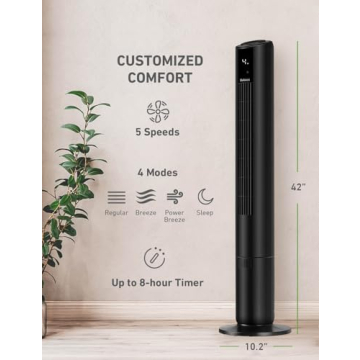 HOLMES Digital Tower Fan with Accent Light & Remote Control