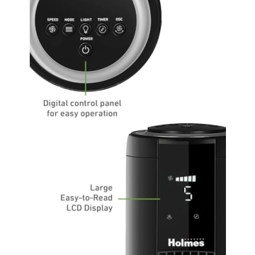 HOLMES Digital Tower Fan with Accent Light & Remote Control