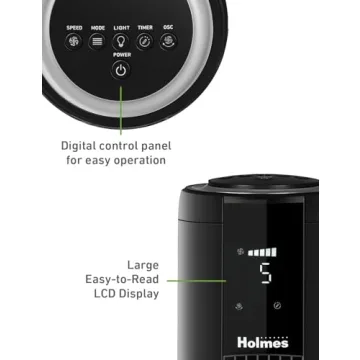 HOLMES Digital Tower Fan with Accent Light & Remote Control
