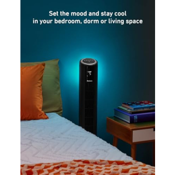 HOLMES Digital Tower Fan with Accent Light & Remote Control