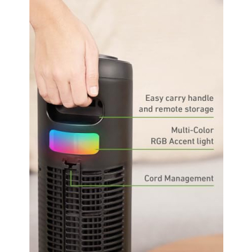 HOLMES Digital Tower Fan with Accent Light & Remote Control