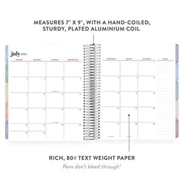 7" x 9" 18 Month Spiral Bound Life Planner ( July 2022 - Dec 2023 ) - Harmony Neutral Vegan Leather Cover + Harmony Neutral Interior Pages. Hourly Weekly and Monthly Agenda by Erin Condren.