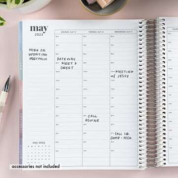 7" x 9" 18 Month Spiral Bound Life Planner ( July 2022 - Dec 2023 ) - Harmony Neutral Vegan Leather Cover + Harmony Neutral Interior Pages. Hourly Weekly and Monthly Agenda by Erin Condren.