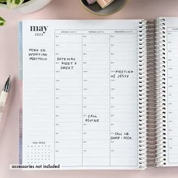 7" x 9" 18 Month Spiral Bound Life Planner ( July 2022 - Dec 2023 ) - Harmony Neutral Vegan Leather Cover + Harmony Neutral Interior Pages. Hourly Weekly and Monthly Agenda by Erin Condren.