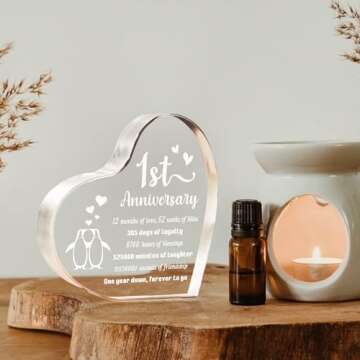 1 Year Anniversary Wedding Gifts for Him Her, One Year Anniversary Boyfriend Gifts, Penguin Couple Gifts 1st Happy Anniversary Card for Girlfriend Husband Wife, Romantic 1st Anniversary Ideas