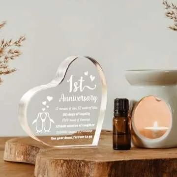 1 Year Anniversary Wedding Gifts for Him Her, One Year Anniversary Boyfriend Gifts, Penguin Couple Gifts 1st Happy Anniversary Card for Girlfriend Husband Wife, Romantic 1st Anniversary Ideas