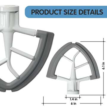 Flex Edge Beater For KitchenAid 4.5-5 Quart Tilt-Head Stand Mixers, Non-Stick Coated Blade Beater with Both-Sides Flexible Silicone Edges Bowl Scraper, Mixer Accessories Paddle Attachment