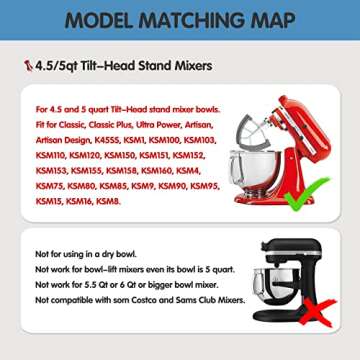 Flex Edge Beater For KitchenAid 4.5-5 Quart Tilt-Head Stand Mixers, Non-Stick Coated Blade Beater with Both-Sides Flexible Silicone Edges Bowl Scraper, Mixer Accessories Paddle Attachment