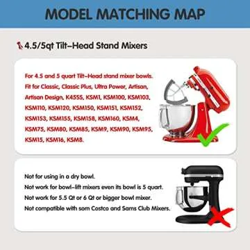 Flex Edge Beater For KitchenAid 4.5-5 Quart Tilt-Head Stand Mixers, Non-Stick Coated Blade Beater with Both-Sides Flexible Silicone Edges Bowl Scraper, Mixer Accessories Paddle Attachment