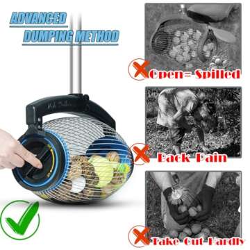 Zozen Nut Gatherer, Walnut Picker Upper Roller, Pecan Picker Upper - Side Opening Dump | Apply to Walnut, Pecan, Hickory, Chestnuts, Buckeyes, Nerf Balls, Golf, Objects Size 3/4'' to 1.5''; 1 Gallon