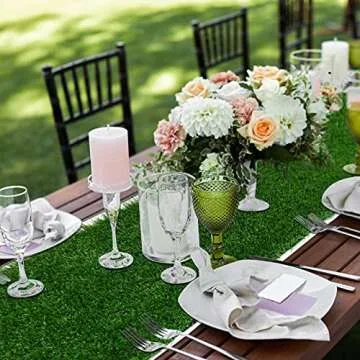 XLX TURF Artificial Grass Table Runner 12 x 72 Inch, Green Turf Centerpiece Table Decorations for Bi...