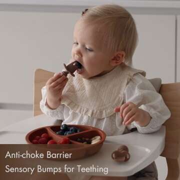 Tooshka Baby Utensil Set (3 pcs) - Self Feeding Spoons and Tiny Cup - Silicone & BPA Free - Baby-Led Weaning (BLW) Supplies - Ages 6+ Months - Brown Baby Cup & Utensils