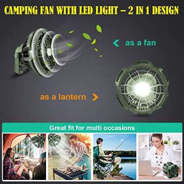 AYAMAYA Rechargeable Camping Tent Fan with LED Light, Remote Control, 7800mAh Portable Camping Lante...