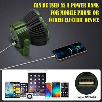 AYAMAYA Rechargeable Camping Tent Fan with LED Light, Remote Control, 7800mAh Portable Camping Lantern Fan USB Desk Ceilling Fan for Car, Office, Hurricane Emergency Survival