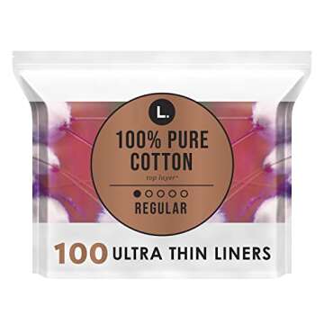L. Chlorine Free Ultra Thin Liners Regular Absorbency, Organic Cotton, Free of Chlorine Bleaching, Pesticides, Fragrances, or Dyes, 100 Count