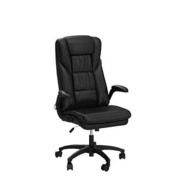 Hbada Executive Office Chair, Big and Tall Desk Chair 400lbs Wide Seat, High Back PU Leather Ergonomic Computer with Adjustable Armrest, 360° Swivel Height, Black
