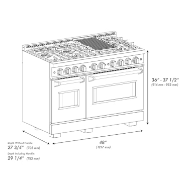 ZLINE Autograph Edition 48 in. 6.7 cu. ft. Classic Double Oven Dual Fuel Range with 8 Burner Gas Coo...