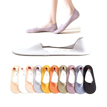 fidragon 5 to 8 Pairs No Show Socks Low Cut Women Invisible for Flats and Dress Shoes Liner Socks wi...