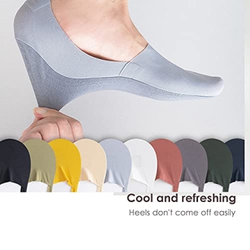 fidragon 5 to 8 Pairs No Show Socks Low Cut Women Invisible for Flats and Dress Shoes Liner Socks with Non-Slip Heel Grips (8 Pairs Random)