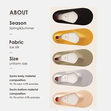fidragon 5 to 8 Pairs No Show Socks Low Cut Women Invisible for Flats and Dress Shoes Liner Socks with Non-Slip Heel Grips (8 Pairs Random)