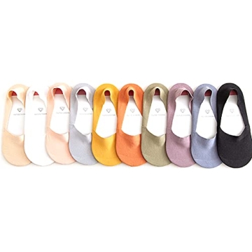 fidragon 5 to 8 Pairs No Show Socks Low Cut Women Invisible for Flats and Dress Shoes Liner Socks with Non-Slip Heel Grips (8 Pairs Random)