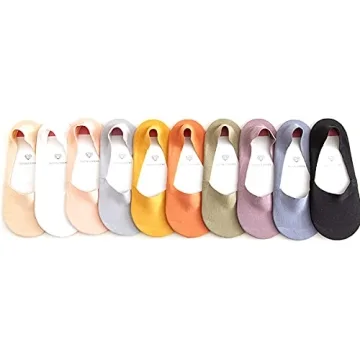 fidragon 5 to 8 Pairs No Show Socks Low Cut Women Invisible for Flats and Dress Shoes Liner Socks with Non-Slip Heel Grips (8 Pairs Random)