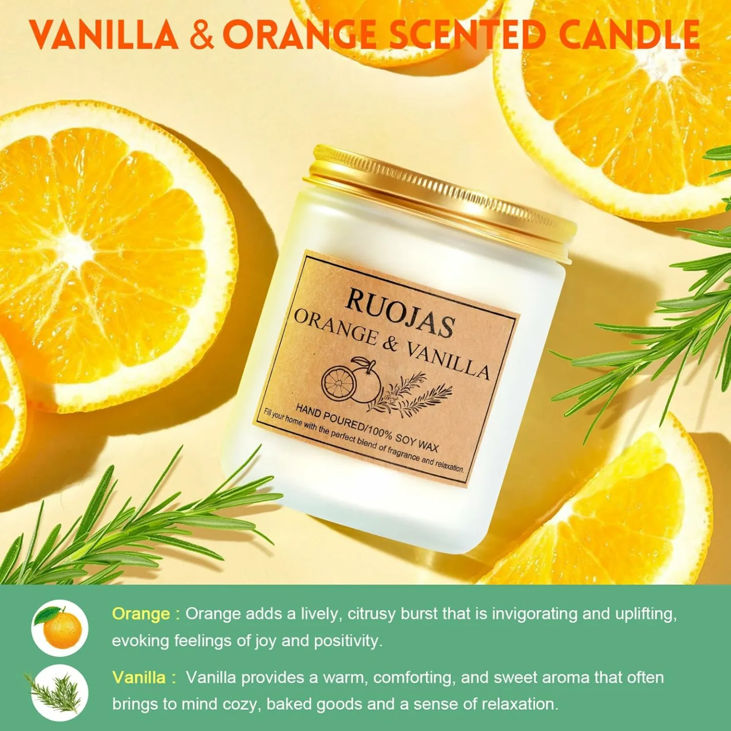 Vanilla & Orange Aroma Candle - Natural Soy Gift