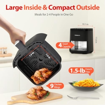 Beelicious Pro Smart Digital Air Fryer - 8-in-1 Compact 4QT