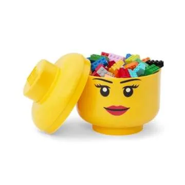 Room Copenhagen, LEGO Storage Heads Stackable Storage Container - Buildable Organizational Bins for Kid’s Toys and Accessories - 6.30 x 6.30 x 7.28in - Small, Girl, Holds 250 Bricks
