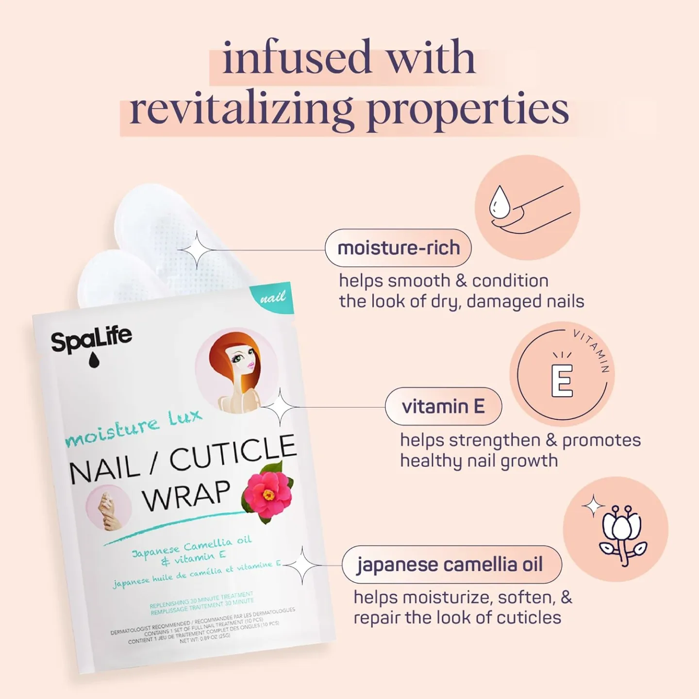 Nail Cuticle Wraps with Camellia Oil - SpaLife 6-Pack