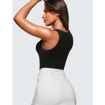 CRZ YOGA Butterluxe Sleeveless Bodysuit for Women - High Neck Double Lined Tank Top & Thong Jumpsuit...