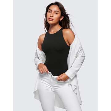 CRZ YOGA Luxury Bodysuit Sleeveless Racerback Thong