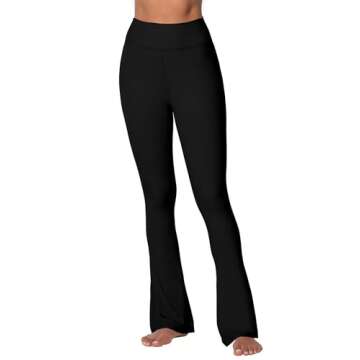 Sunzel Butterflycra High Waist Mini Flared Leggings for Women, Tummy Control Casual Flare Yoga Pants for Yoga Workout Gym 32" Black Large