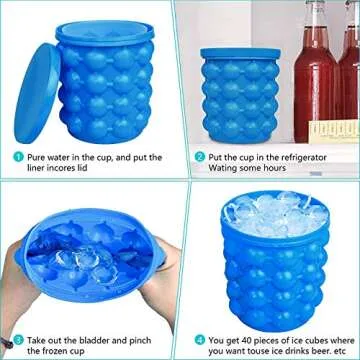 LAO XUE Ice Cube Mold Ice Trays, Large Silicone Ice Bucket, (2 in 1) Ice Cube Maker, Round,Portable,For Frozen Whiskey, Cocktail, Beverages