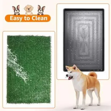 LOOBANI Dog Grass Pad with Tray Large, Dog Litter Box, Indoor Dog Potties for Apartment and Patio Training, with 2 Packs Dog Grass Pee Pads for Replacement