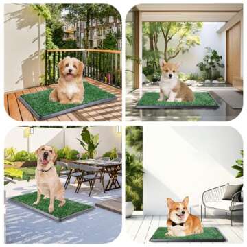LOOBANI Dog Grass Pad with Tray Large, Dog Litter Box, Indoor Dog Potties for Apartment and Patio Training, with 2 Packs Dog Grass Pee Pads for Replacement