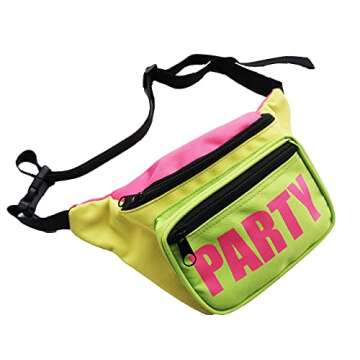 MIAIULIA 80s Neon Waist Fanny Pack for 80s Costumes,Festival Travel Party (onesize, yellow+Fluorescent green)