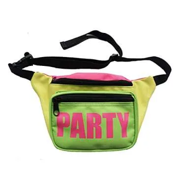 MIAIULIA 80s Neon Waist Fanny Pack for 80s Costumes,Festival Travel Party (onesize, yellow+Fluorescent green)
