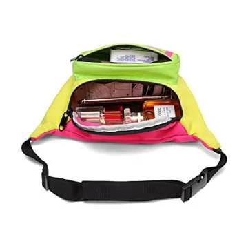 MIAIULIA 80s Neon Waist Fanny Pack for 80s Costumes,Festival Travel Party (onesize, yellow+Fluorescent green)