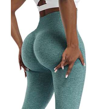 NORMOV 4 Piece Butt Lifting Workout Leggings for Women, Seamless Gym Scrunch Booty Lifting Sets(Black/Blue/Grey/Forest Green, M)