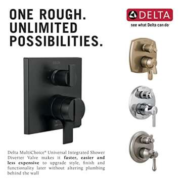 Delta Faucet R22000 MultiChoice Universal Valve 3-Setting 6-Setting Custom Shower Integrated Diverter Rough, Custom Shower Valve Kit, Brass Construction, R22000-WS (Screwdriver Stops Included)