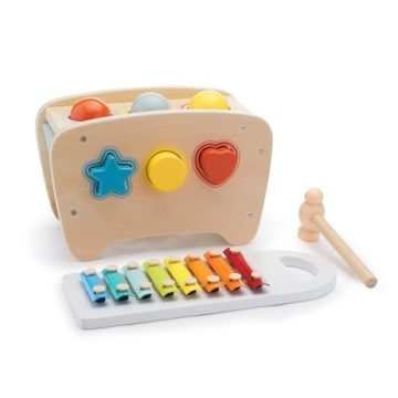 Amazon Basics Musical Pounding Bench Xylophone Shape Sorter