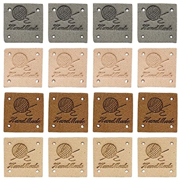Daimay 40PCS Handmade PU Leather Label Clothing Hand Made Embossed Tag Embellishment Knit DIY Access...