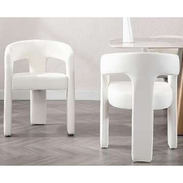 VESCASA Faux Leather Barrel Dining Chair with Open-Back, Upholstered Modern Accent Side Armchair wit...