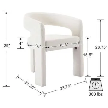 VESCASA Faux Leather Barrel Dining Chair with Open-Back, Upholstered Modern Accent Side Armchair with 3 Legs for Kitchen/Dining Room/Living Room, Set of 3, White