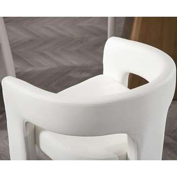 VESCASA Faux Leather Barrel Dining Chair with Open-Back, Upholstered Modern Accent Side Armchair with 3 Legs for Kitchen/Dining Room/Living Room, Set of 3, White