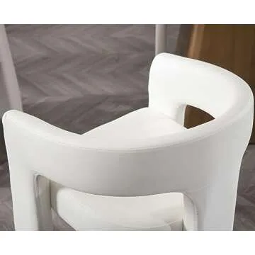 VESCASA Faux Leather Barrel Dining Chair with Open-Back, Upholstered Modern Accent Side Armchair with 3 Legs for Kitchen/Dining Room/Living Room, Set of 3, White