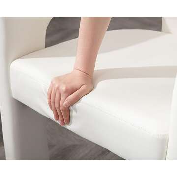 VESCASA Faux Leather Barrel Dining Chair with Open-Back, Upholstered Modern Accent Side Armchair with 3 Legs for Kitchen/Dining Room/Living Room, Set of 3, White